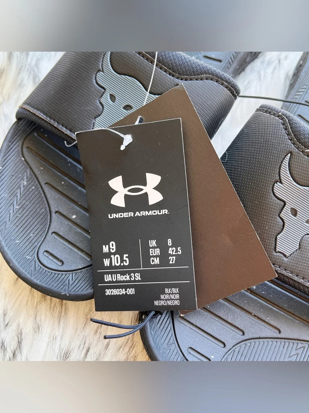 Under Armour Project Rock 3 Slide Adult Sandals Black